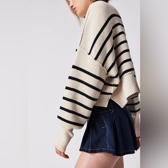 Free People Easy Street Cropped Striped Pullover Oversized Sweater | Size XL - Picture 4 of 14
